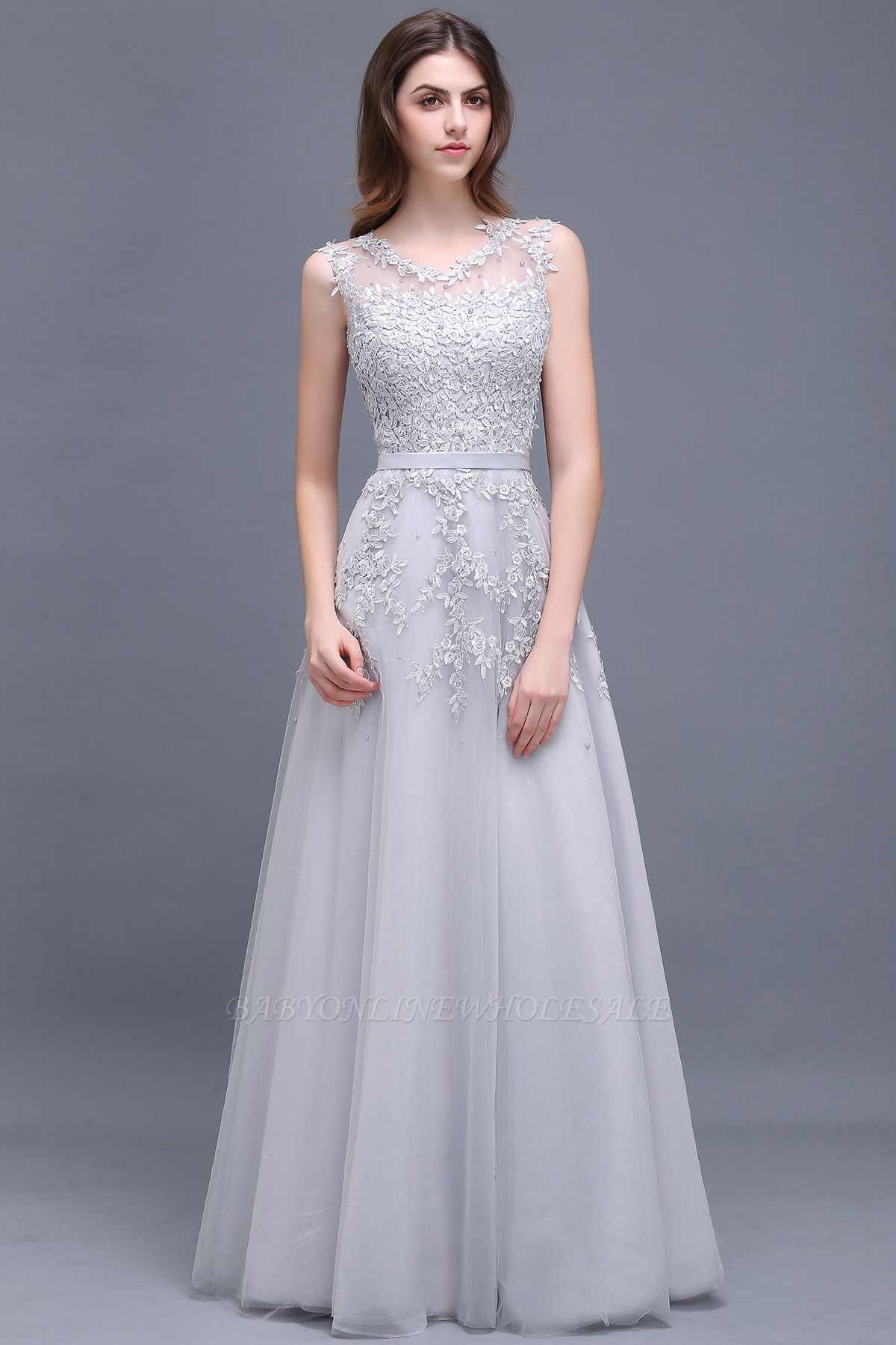 ADDILYN | A-line Floor-length Tulle Prom Dress with Appliques