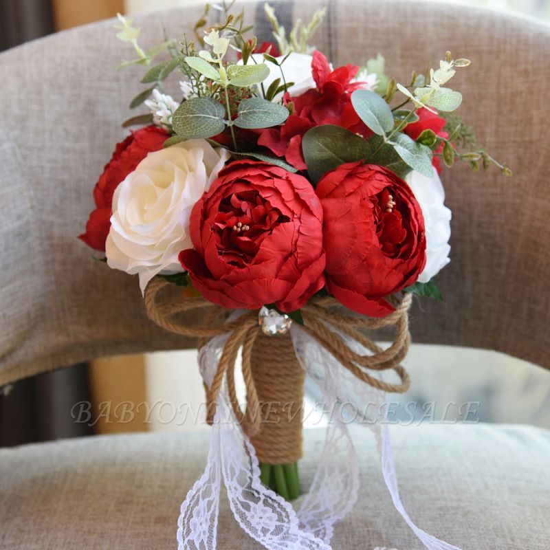 Real Touch Colorful  Artifial Roses Wedding Bouquet