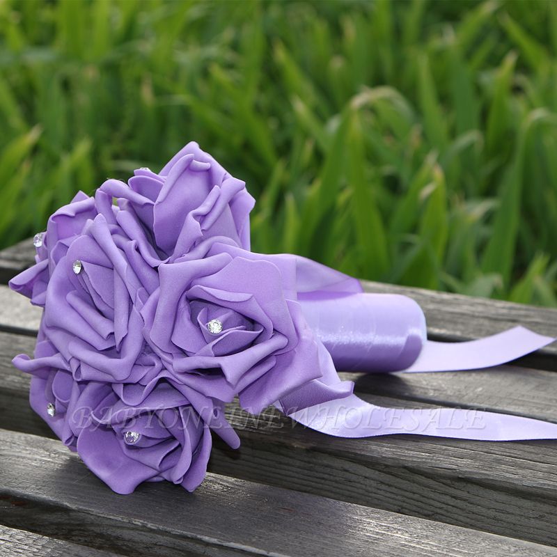 Simple Silk Rose wedding Bouquet in Multiple Colors