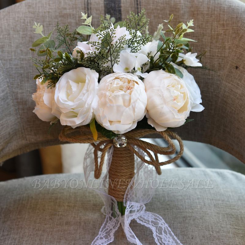 Bouquet de mariage de roses artificielles colorées Real Touch