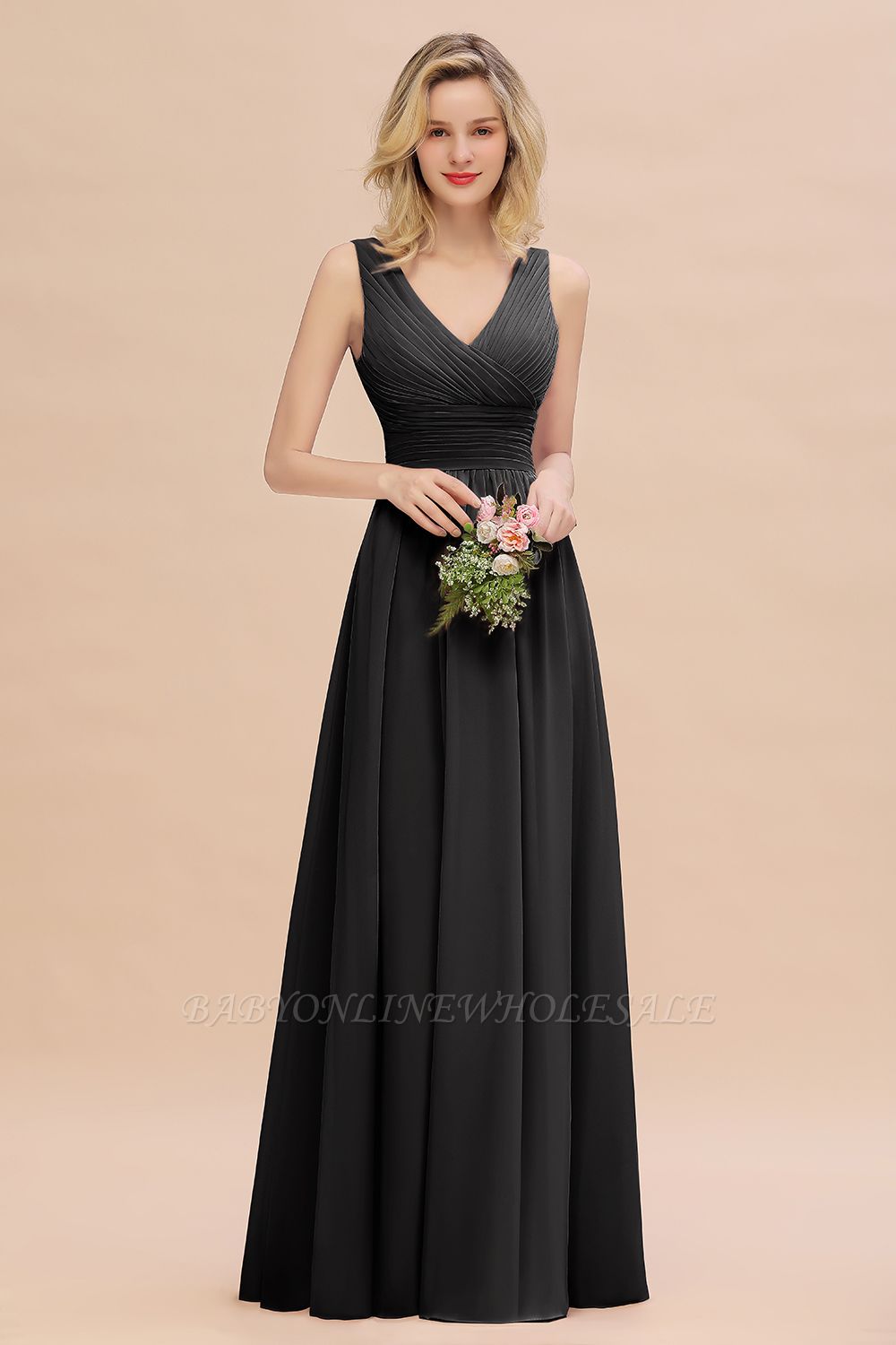 Elegant V-Neck Ruffles Bridesmaid Dress On Sale | Sexy Long Evening Dresses
