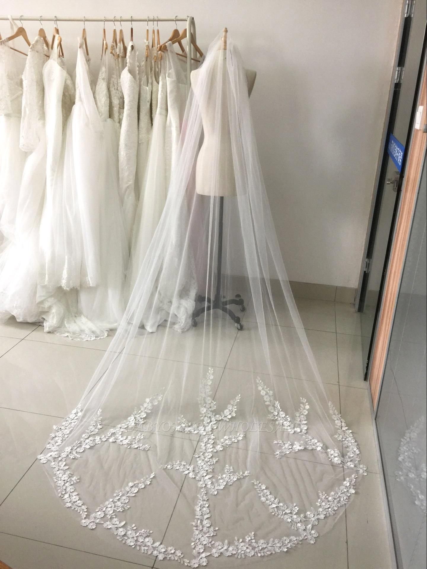 Long Lace Veil Available in White, Ivory