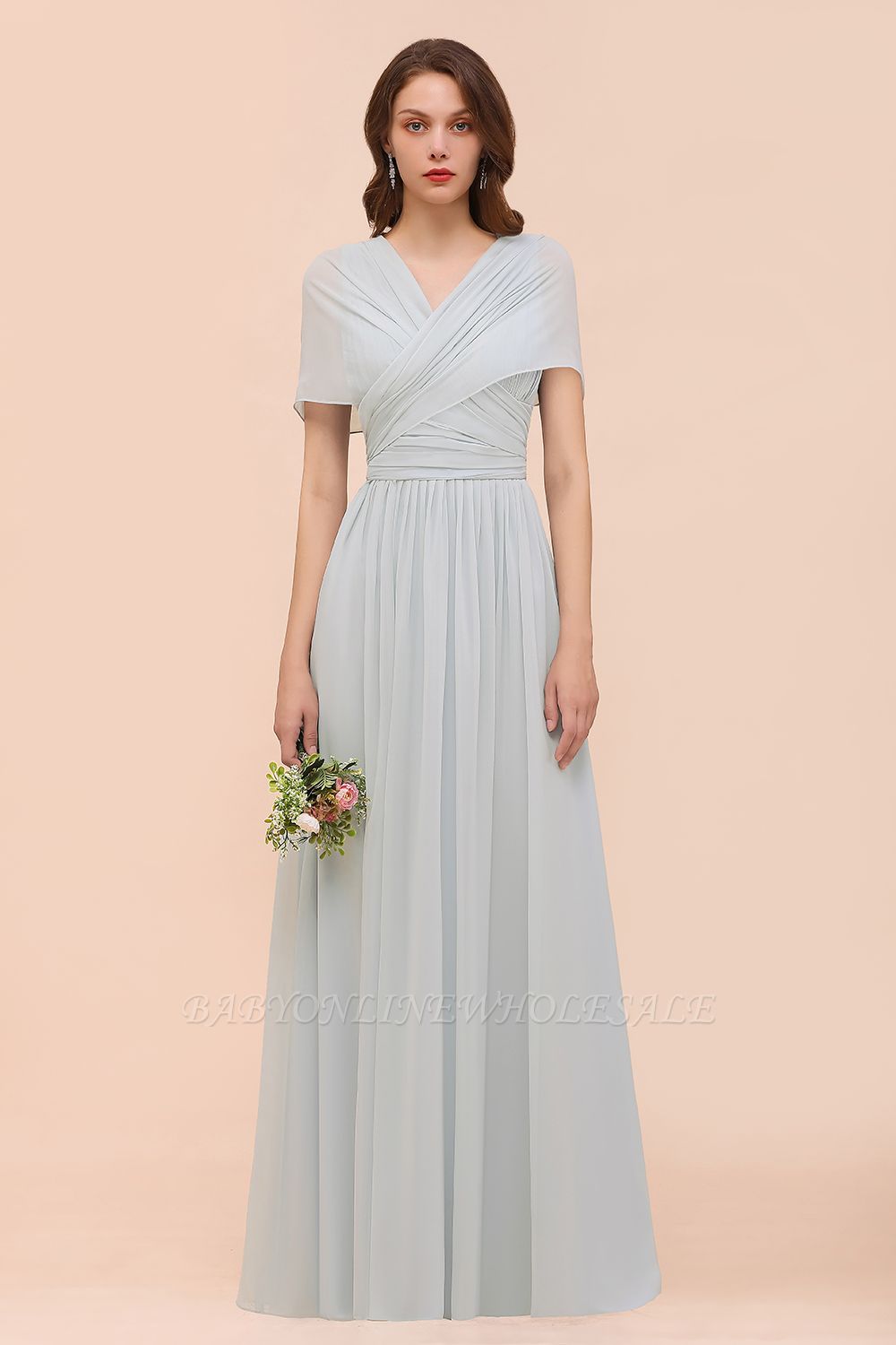 Infinity Brautjungfernkleid Weiches Chiffon Aline Hochzeitsgast Kleid Bodenlanges Abendkleid