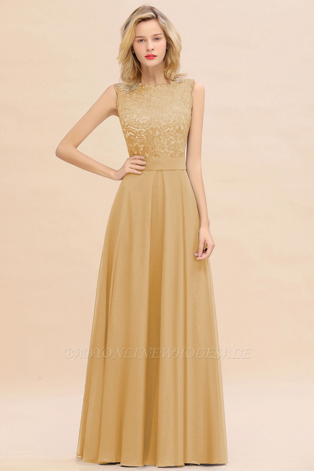 Madge | Exquisite Scoop Sleeveless Bridesmaid Dress