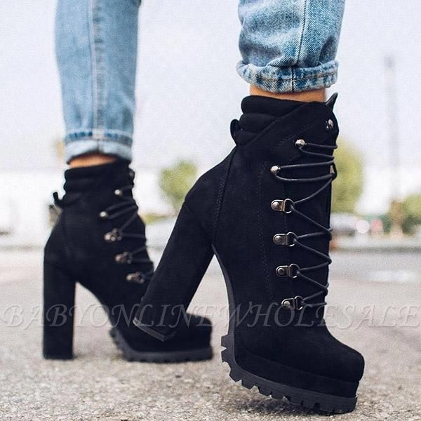 High Heel Boots Platform Boots for Autumn/Winter Amazing Waterproof Ankle Boots