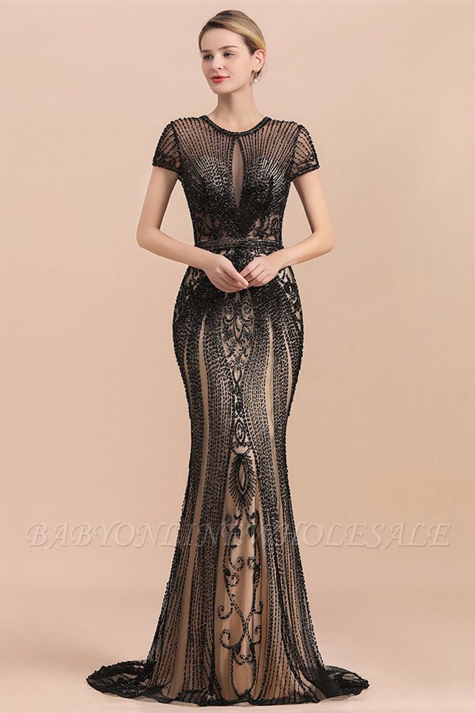 Luxury Black all-covered beaded Mermaid Prom Dress