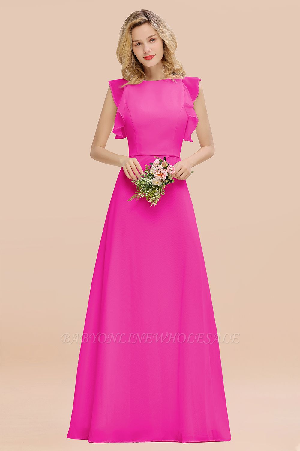 Cecilia | Chic Simple Jewel Sleeveless Bridesmaid Dress Online