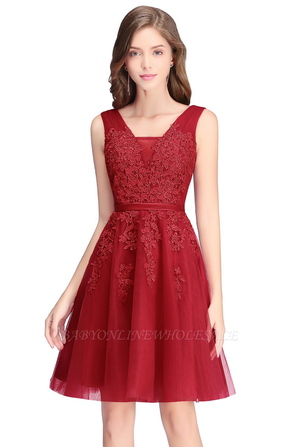 ADDILYNN | A-line Knee-length Tulle Prom Dress with Appliques
