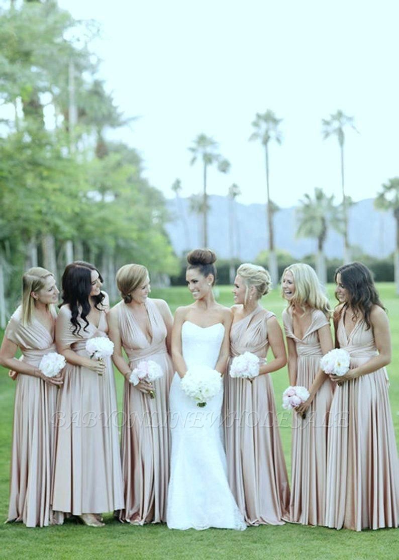 Длинное платье из шифона пыльно-розового цвета для подружки невесты