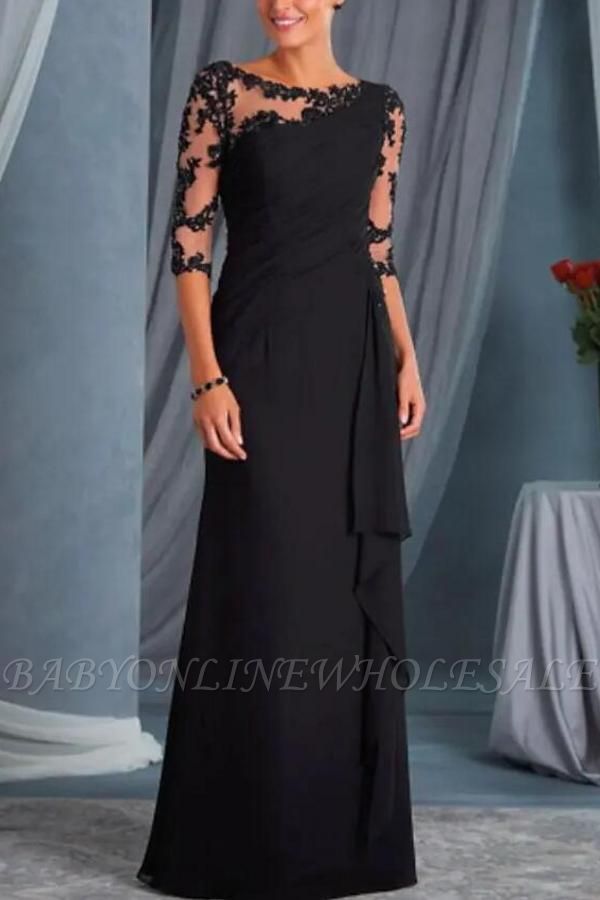 Elegant Black Half Sleeves Mother of the Bride Dress