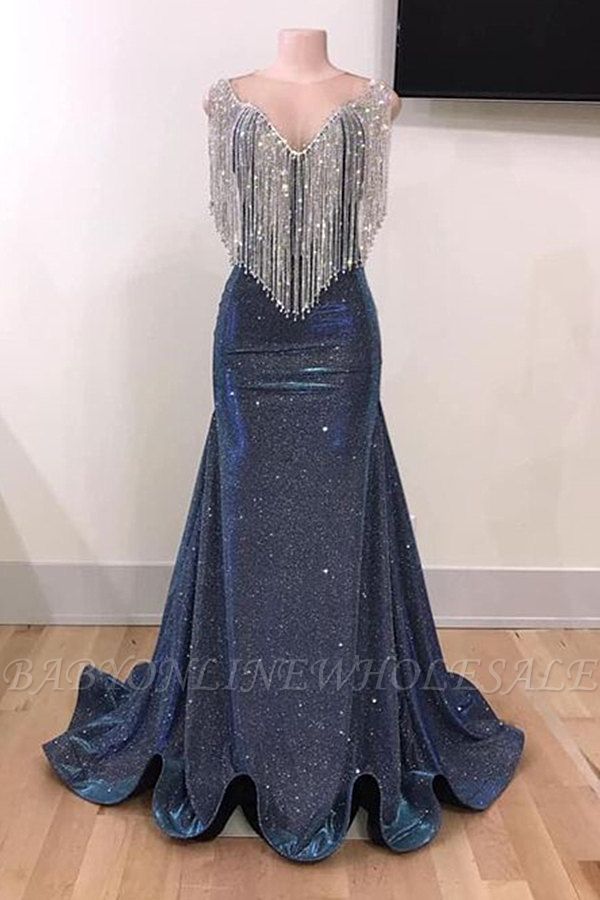 Dark navy sequin prom dress with shiny ruffles | Babyonlinewholesale