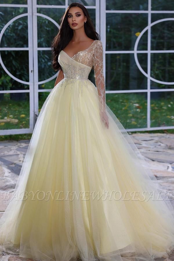 Charming One Shoulder Glitter Beads Tulle Evening Dress Aline Long Formal Party Dress