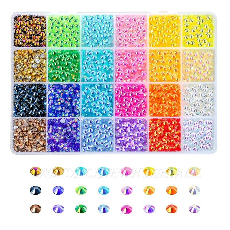 Liiouer 3 mm Jelly Strass para manualidades | Diamantes de imitación de gelatina de resina coloridos sin Hotfix de 24 colores para vasos de maquillaje facial