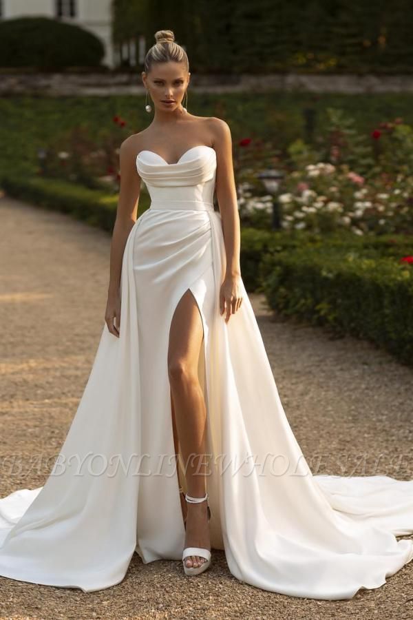 Charming Ivory Strapless Floorlength A-Line Satin Prom Dress