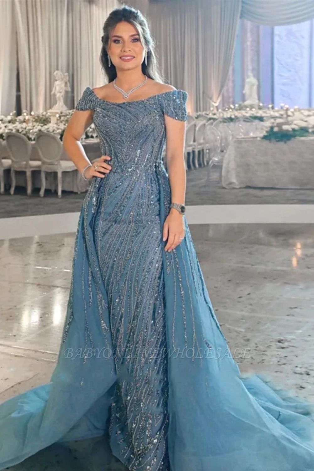 Luxurious Off-The-Shoulder Sequined Mermaid Prom Dresses