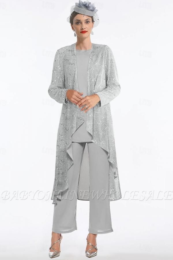 Elegant Chiffon Sheath Mother of the Dress Jumpsuit 2 Pieces