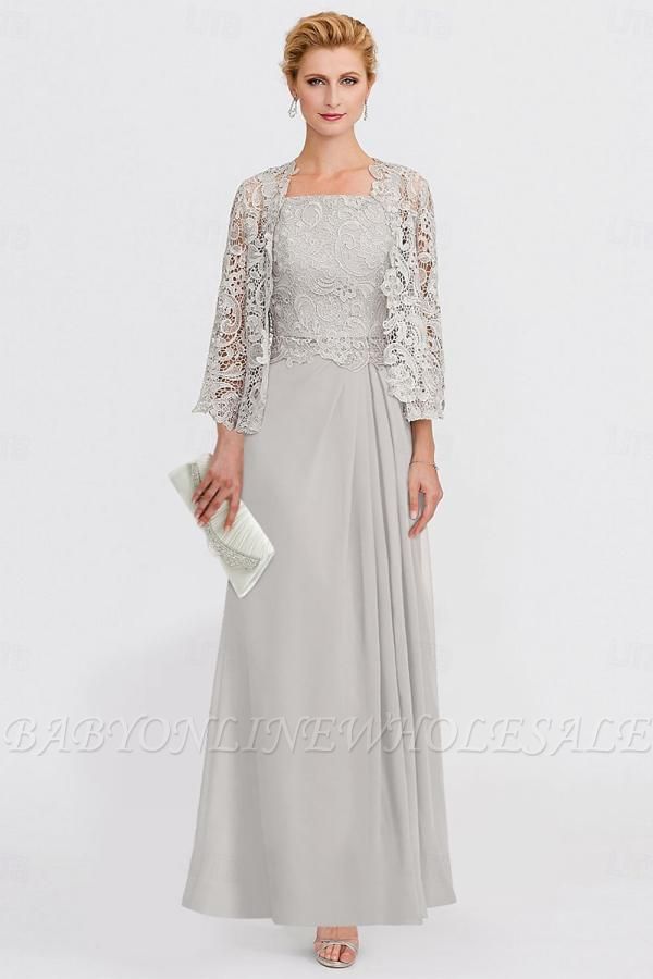 Robe de bal élégante en mousseline de soie à col bénitier et à appliques en dentelle