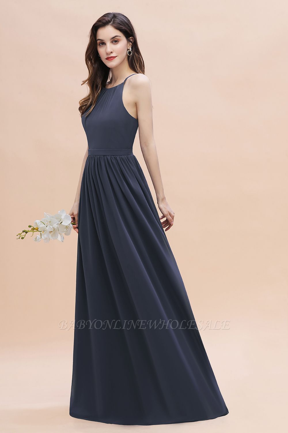 Elegant Sleeveles Chiffon Evening Maxi Dress Soft Chiffon Bridesmaid ...