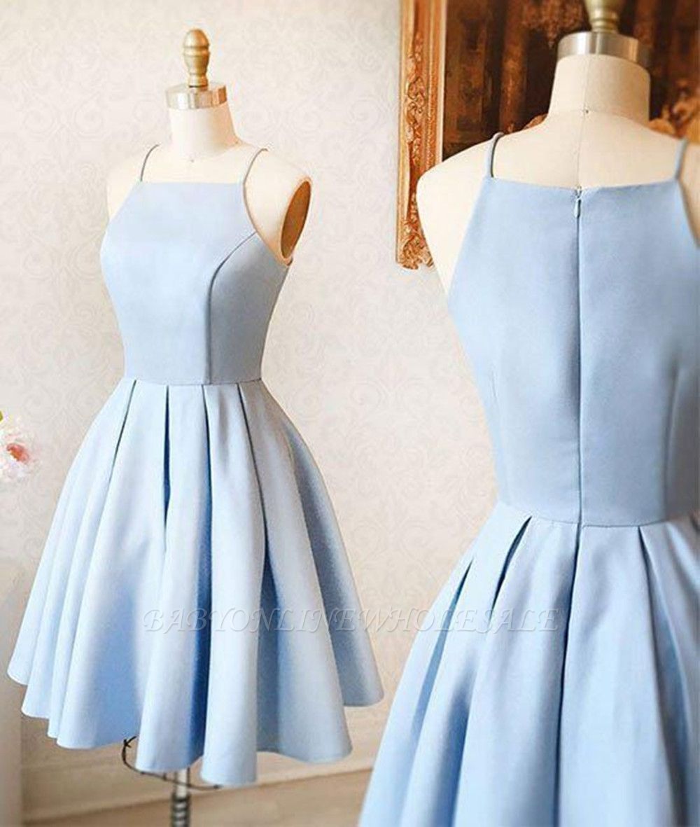 Mini robe à bretelles spaghetti bleu ciel Robe de retour simple