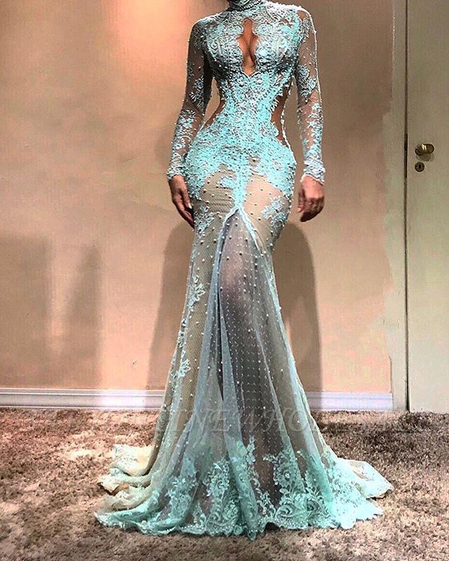 high neck mermaid gown