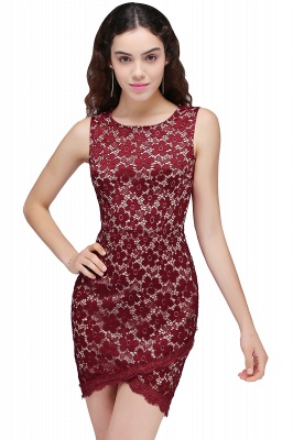 BRILEY | Bodycon Round Neck Short Lace Burgundy Homecoming Dresses_5