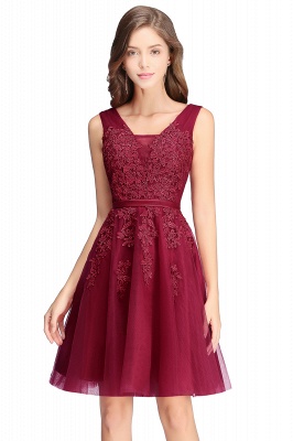 ADDILYNN | A-line Knee-length Tulle Prom Dress with Appliques_15