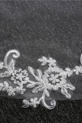 Elegant Tulle lace Applique Edge Wedding Gloves_6