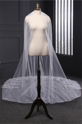 Cathedral Luxury Princess Tulle Lace Sequin Trim Edge Wedding Veil with Sequined