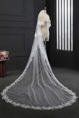 Elegant Tulle lace Applique Edge Wedding Gloves_1