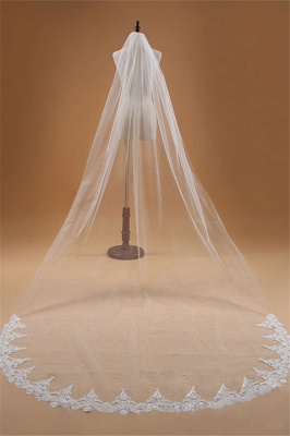 Guantes de boda de tul con apliques de encaje elegante floral con peine