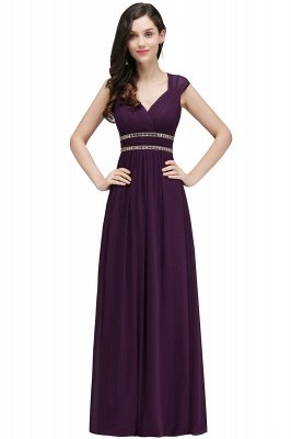 ALISON | Mantel V-Ausschnitt Burgund Chiffon lange Abendkleider mit Perlen_4