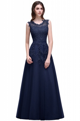 ADDILYN | A-Linie bodenlanges Tüll Abiballkleid mit Applikationen_5
