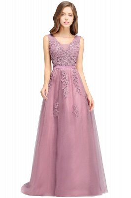 ADDYSON | A-line Floor-length Tulle Bridesmaid Dress with Appliques_4
