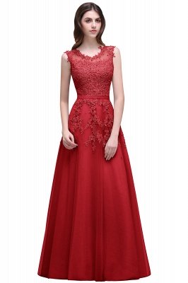 ADDILYN | A-Linie bodenlanges Tüll Abiballkleid mit Applikationen_1