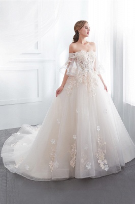 NANCE | Ball Gown Off-the-shoulder Floor Length Appliques Tulle Wedding Dresses_6