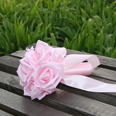 Bouquet de mariée en soie rose simple en plusieurs couleurs_3