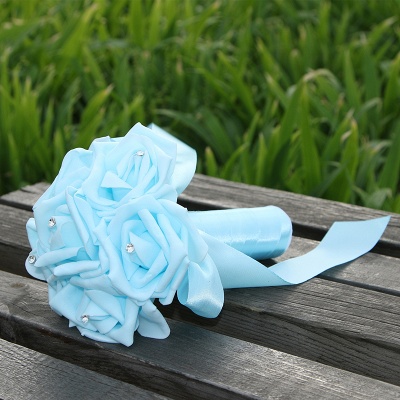 Einfacher Silk Rose-Hochzeits-Blumenstrauß in den mehrfachen Farben_11