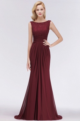 Elegant A-Line Burgundy Chiffon Lace Scoop Sleeveless Ruffles Floor-Length Bridesmaid Dresses_3