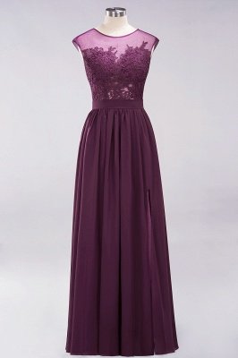 A-line Chiffon Lace Jewel Sleeveless Floor-Length Bridesmaid Dresses with Appliques_20