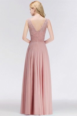 Lace Gorgeous Scoop Sleeveless Floor-Length Long Chiffon Bridesmaid Dress_3