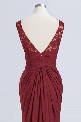 Elegant A-Line Burgundy Chiffon Lace Scoop Sleeveless Ruffles Floor-Length Bridesmaid Dresses_12