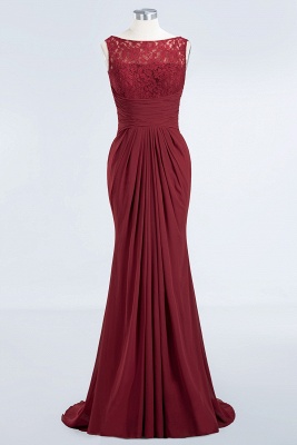 Elegant A-Line Burgundy Chiffon Lace Scoop Sleeveless Ruffles Floor-Length Bridesmaid Dresses_7