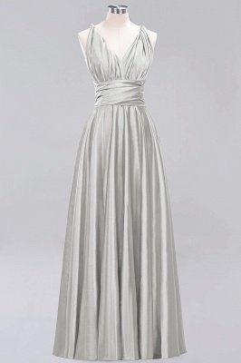 Simple A-Line V-Neck Sleeveless Floor Length Convertible Bridesmaid Dress with Ruffles_29
