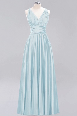 Simple A-Line V-Neck Sleeveless Floor Length Convertible Bridesmaid Dress with Ruffles_22