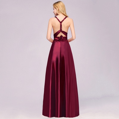 Simple A-Line V-Neck Sleeveless Floor Length Convertible Bridesmaid Dress with Ruffles_38