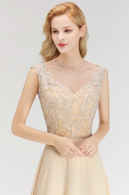 Шампанское без рукавов A-Line Crystal Jewel Платья для подружек невесты онлайн_6