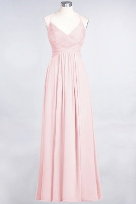 Chiffon A-Line Spaghetti-Straps V-Neck Sleeveless Long Bridesmaid Dress with Ruffles_3