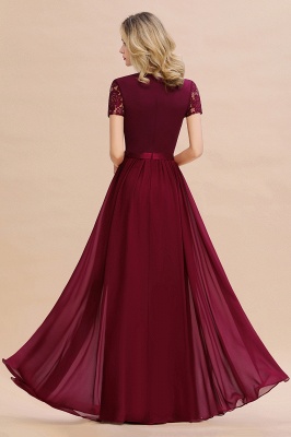 Retro Chiffon Lace Scoop Short-Sleeves Online Bridesmaid Dress_53