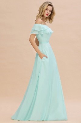 High Quality Off-the-Shoulder Front-Slit Mint Green Bridesmaid Dress_6