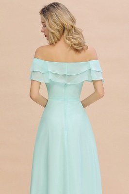 High Quality Off-the-Shoulder Front-Slit Mint Green Bridesmaid Dress_8